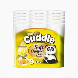 45 Panda Cuddle Lemon Soft Quilted 3 Ply Toilet Tissue Rolls (9 Rolls x 5)