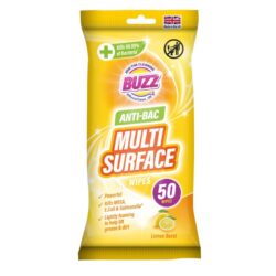 Buzz Multi Surface Anti-Bac Wipes 50pk - Lemon