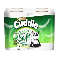 Panda Cuddle 3 Ply Toilet Rolls White 4 Pack