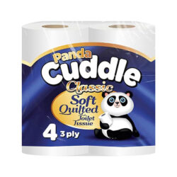 Panda Cuddle 3 Ply Toilet Rolls White 4 Pack