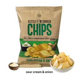 KETTLE COOKED CHIPS - SOUR CREAM & ONION (8X150G)